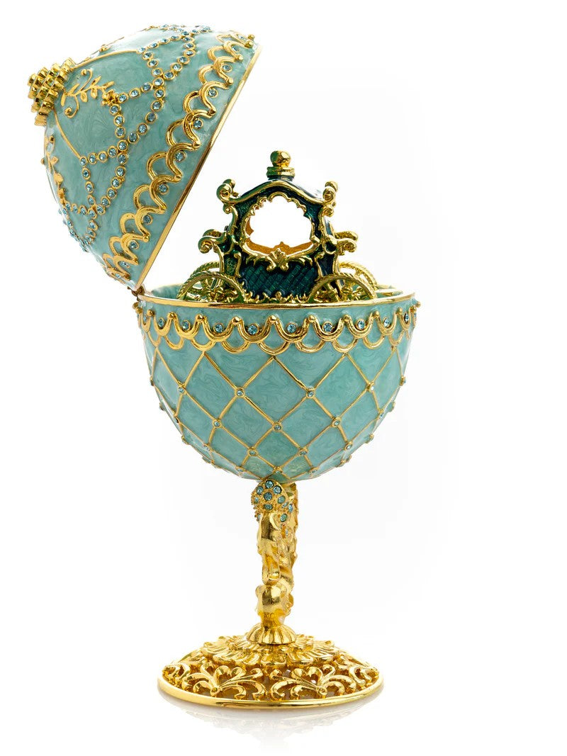 Turquoise Baroque Handmade Fabergé Style Egg | Luxury Collectible Ornament - The Paragon Arts