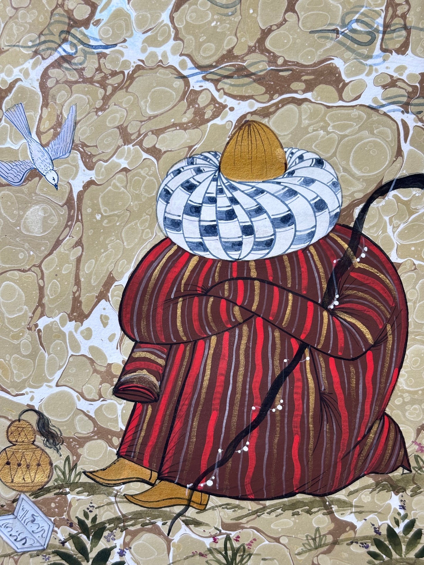 Mughal Miniature Art Watercolor & Signed by Alisher - Fine Miniature Art Watercolor Painting - The Paragon Arts