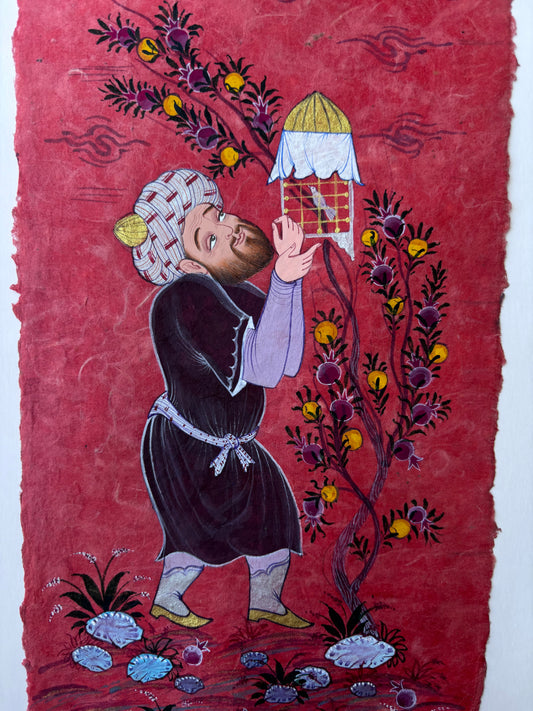 Uzbek Miniature Art Made on Silky Samarkand Paper by Alisher 2024 - Fine Art Watercolor Miniature Painting - The Paragon Arts