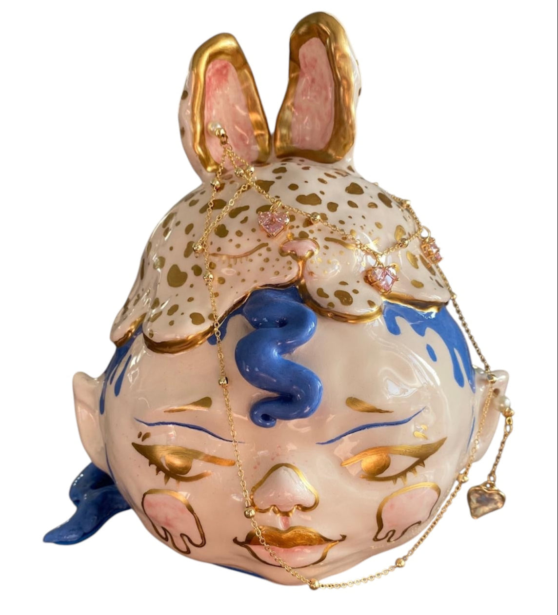 Handmade Ceramic Art Sculpture by CryptoMadonna – Glam Art Collectible with Real Crystals - The Paragon Arts