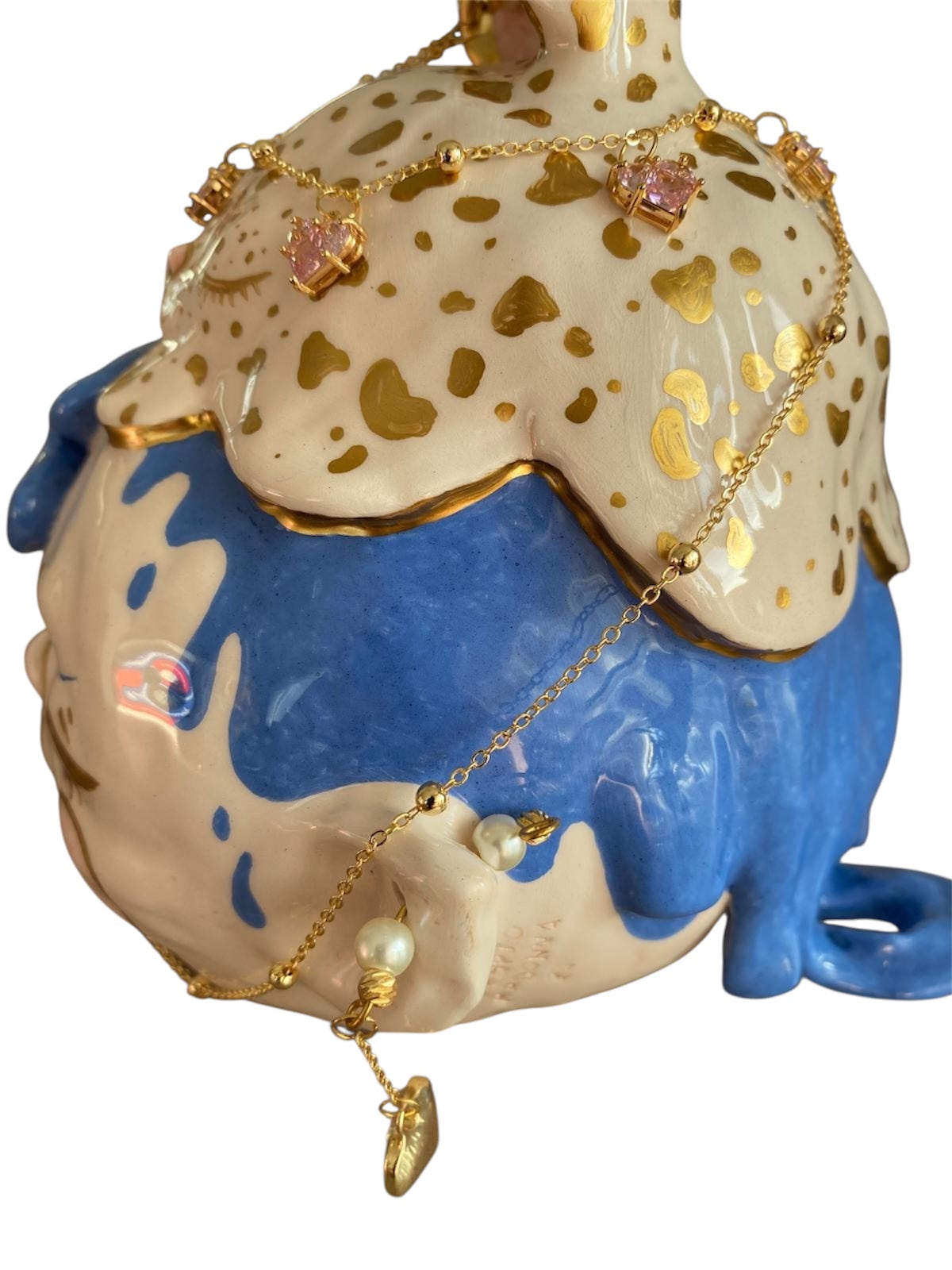 Handmade Ceramic Art Sculpture by CryptoMadonna – Glam Art Collectible with Real Crystals - The Paragon Arts