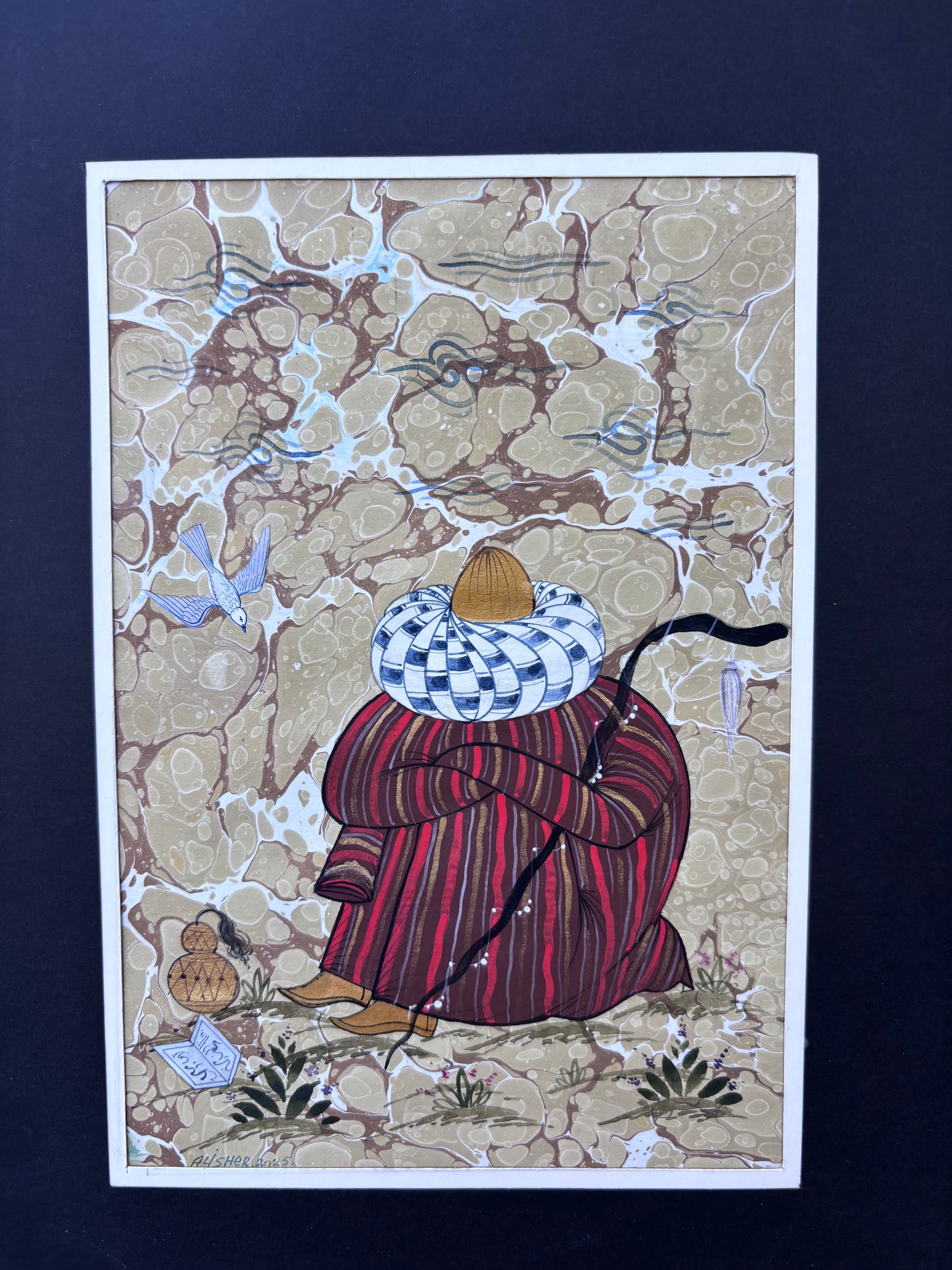 Mughal Miniature Art Watercolor & Signed by Alisher - Fine Miniature Art Watercolor Painting - The Paragon Arts