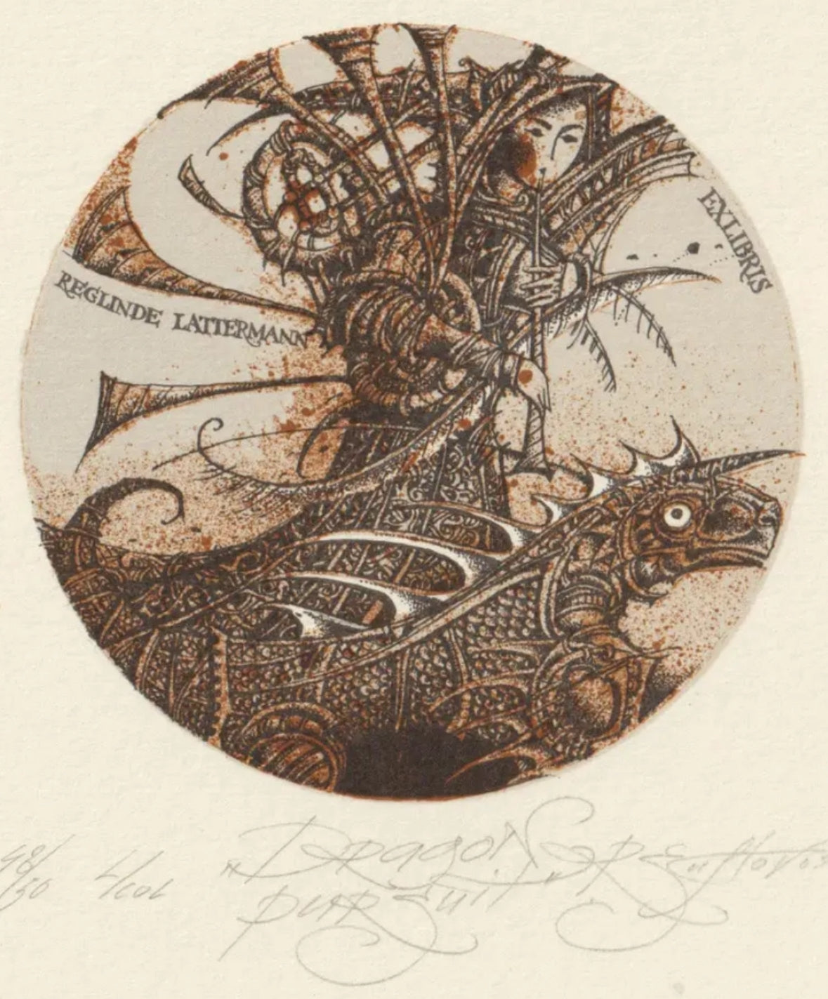 Limited Edition Fantasy Gothic Medieval Ex Libris Etching Print on Cotton Paper - The Paragon Arts