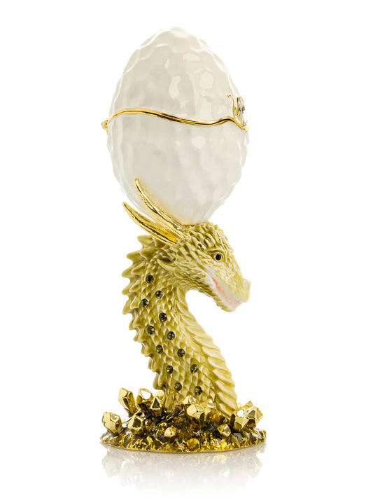Handmade Gold Dragon Fabergé Egg Enamel Art Collectible - The Paragon Arts