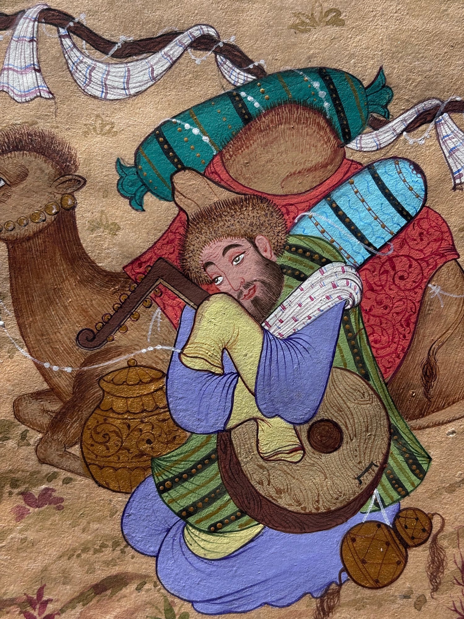Uzbek Miniature Art Watercolor Painting on Original Silky Samarkand Paper - The Paragon Arts
