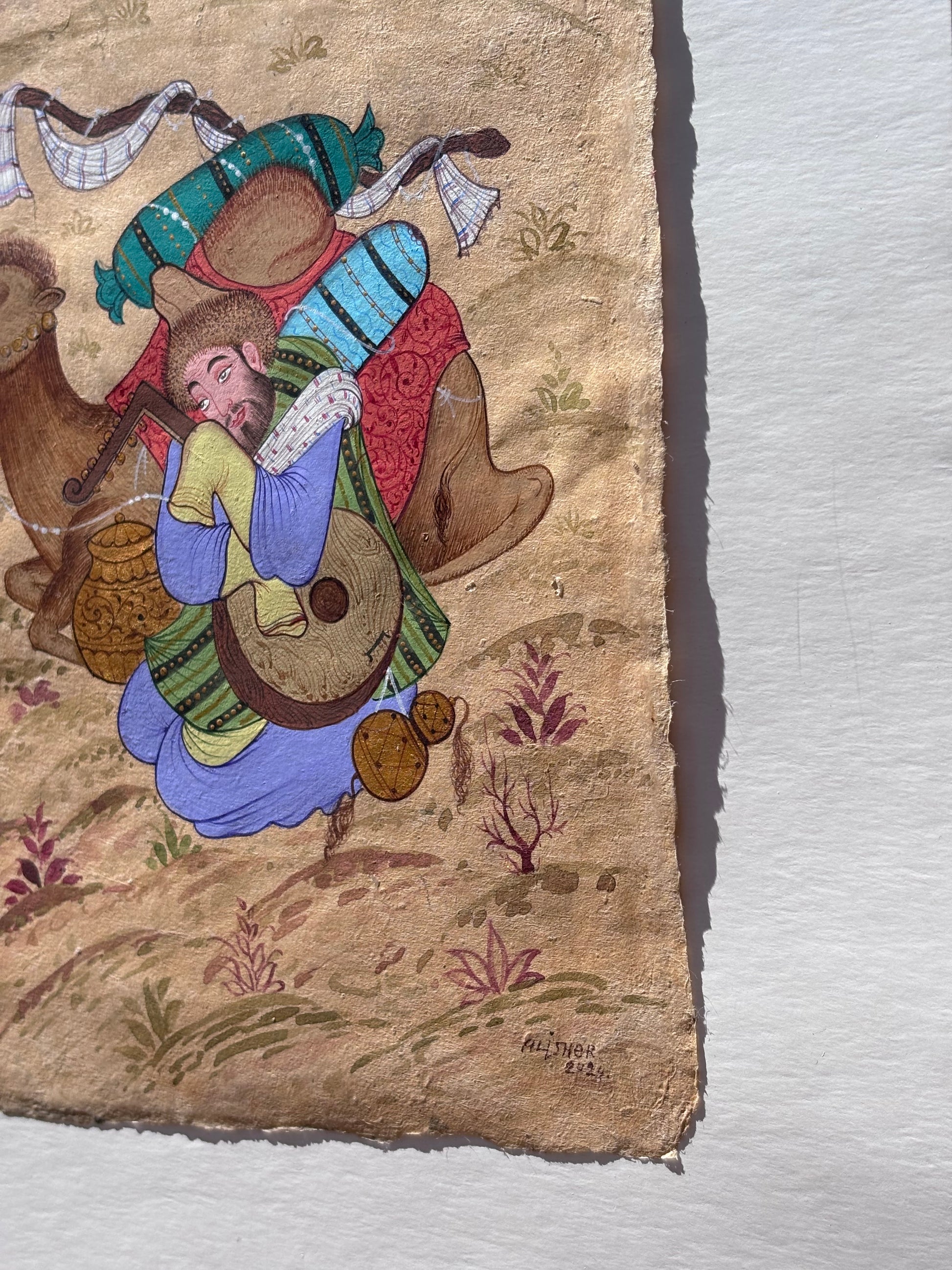 Uzbek Miniature Art Watercolor Painting on Original Silky Samarkand Paper - The Paragon Arts